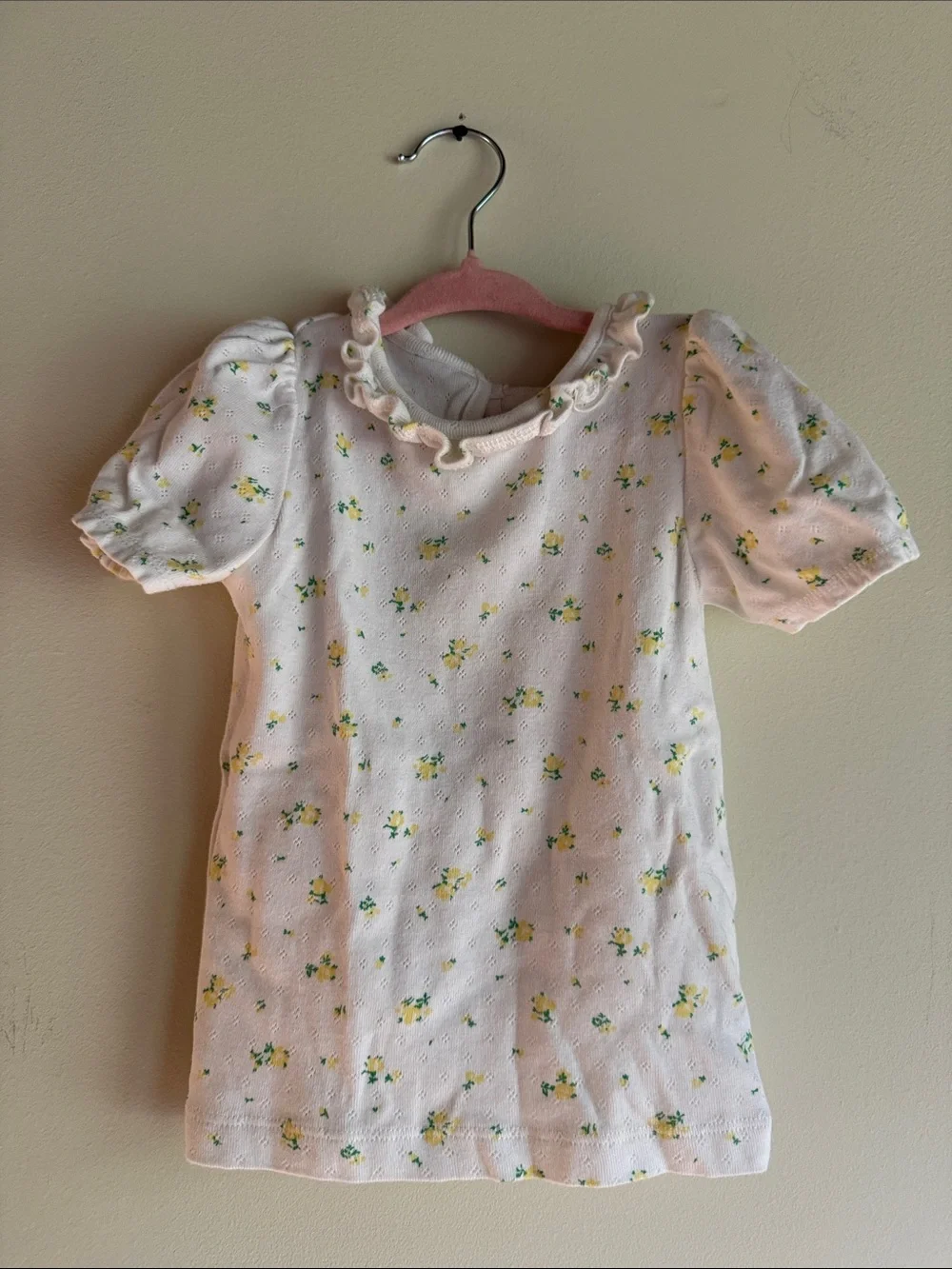 MINI BODEN White Dress with Yellow & Green Floral Print